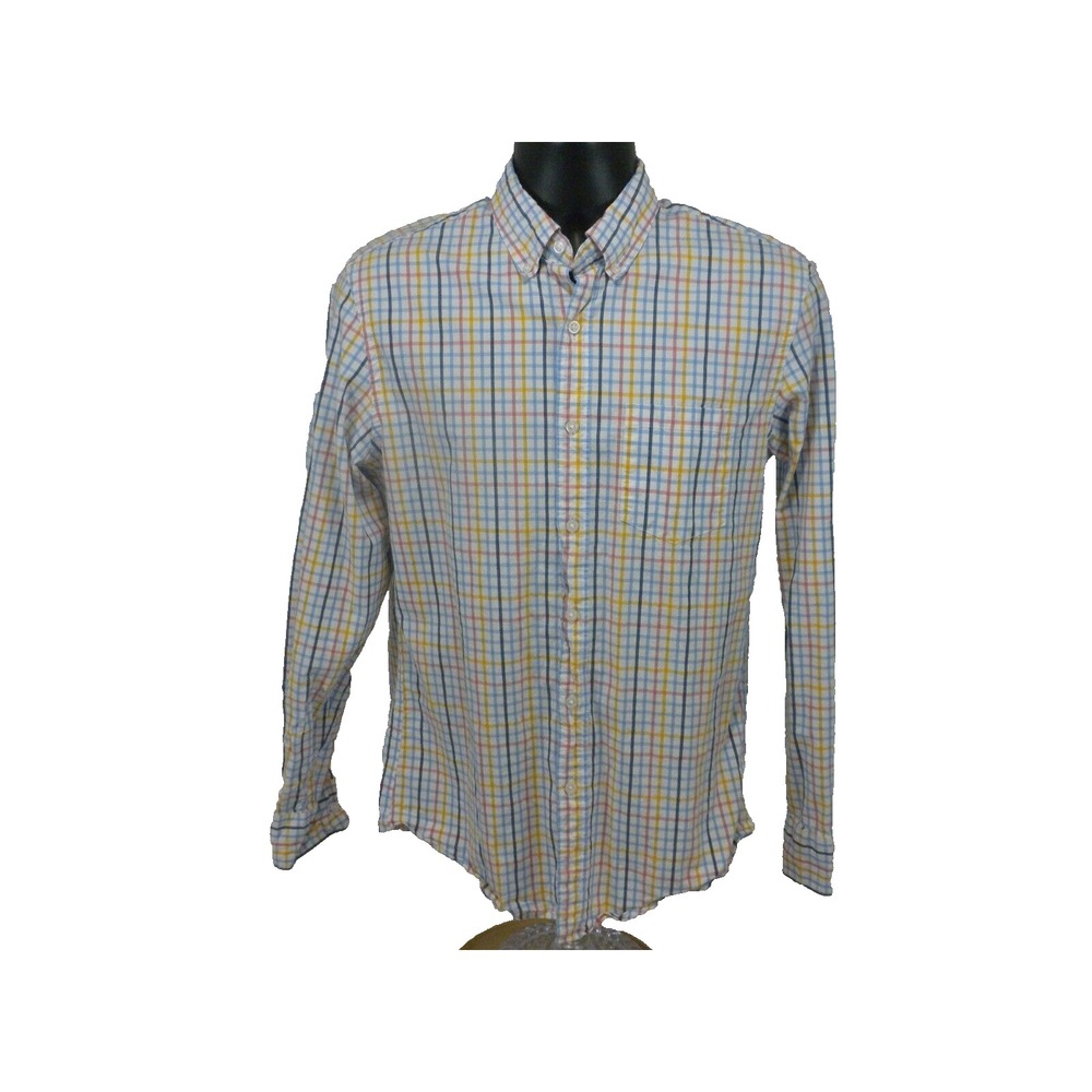 J Crew Shirt Mens M Flex Washed Slim Fit Graph Plaid Button Down Long Sleeve Ivy